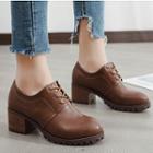 Faux Leather Block Heel Brogues