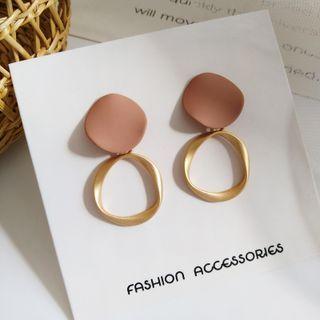 Matte Disc Hoop Alloy Dangle Earring