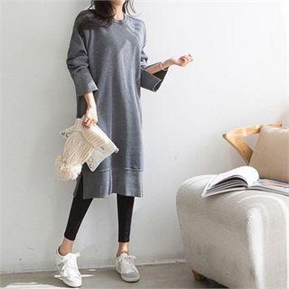 Slit-detail Midi Sweatshirt Dress