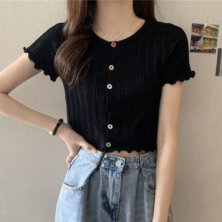 Short-sleeve Wood Ear Trim T-shirt
