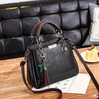 Faux Leather Star Charm Two-way Crossbody Bag