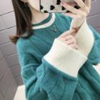 Cable-knit Flared-sleeve Cardigan