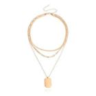 Tag Pendant Layered Alloy Choker Necklace Gold - One Size