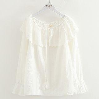 Scallop Trim Embroidered Blouse