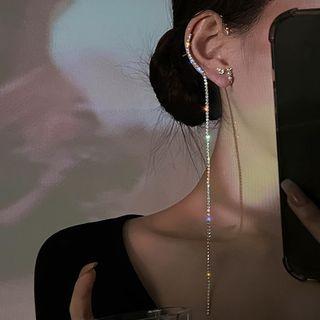 Rhinestone Ear Cuff 1pc - Left Ear - Silver - One Size