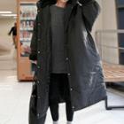 Plain Loose-fit Hooded Padded Coat