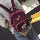 Flower Embroidered Backpack