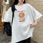 Pizza Print Elbow-sleeve T-shirt
