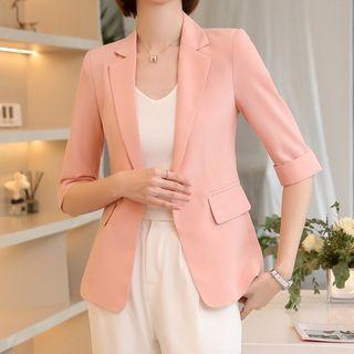 Elbow-sleeve One-button Blazer / Mini Pencil Skirt