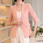 Elbow-sleeve One-button Blazer / Mini Pencil Skirt