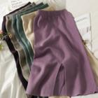 Slit-back Knit Midi Skirt 8 Colors