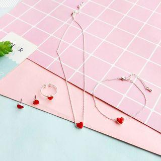 Alloy Heart Stud Earring / Open Ring / Pendant Necklace / Bracelet