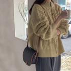 Cable-knit Oversize Zip-up Cardigan
