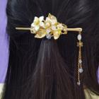Retro Flower Faux Pearl Hair Stick 1 Pc - K63 - One Size