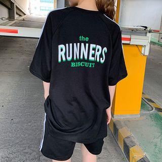 Set: Runners Contrast-trim T-shirt + Sweatshorts
