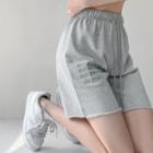 Drawstring Lettering Embroidered Sweat Shorts