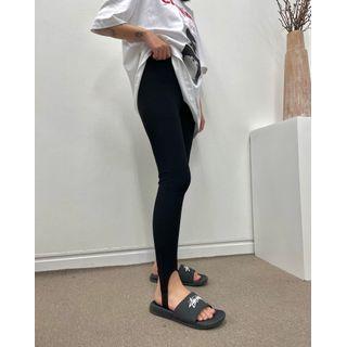 Ribbed Stirrup Leggings Black - One Size