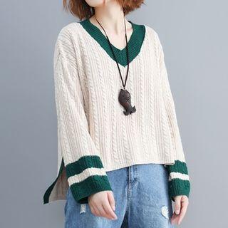 V-neck Sweater As Shown In Figure - One Size