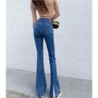 High Waist Slit Bell Bottom Jeans