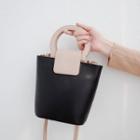 Faux Leather Top Handle Bucket Bag Black - One Size