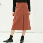 Double-buttoned A-line Knit Skirt
