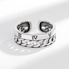 Roman Numeral Chain Layered Sterling Silver Open Ring 1pc - Silver - One Size