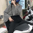 Long-sleeve Striped T-shirt / Wide-leg Jumper Pants