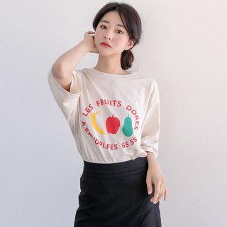 Fruit Print Linen Blend T-shirt
