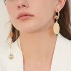 Non-matching Alloy Disc Dangle Earring 1 Pair - 925 Silver - One Size