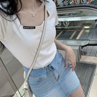 High-waist Fitted Denim Mini Skirt