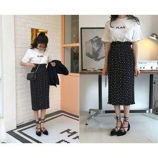 Accordion-pleated Polka-dot Skirt