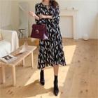 Keyhole Pattern Long Dress & Sash Black - One Size