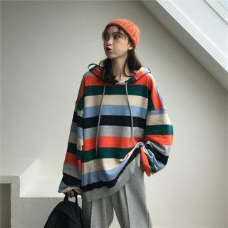 Colour Block Striped Hooded Sweater