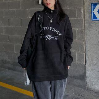 Long-sleeve Half Zip Lettering Sweatshirt