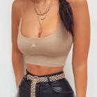 Scoop-neck Plain Cropped Camisole Top