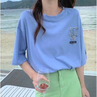 Bear Sequined Short-sleeve T-shirt