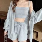 Cropped Camisole Top / Shorts / Zip Hoodie / Set