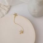 Star Rhinestone Chained Earring 1 Pc - Gold - One Size