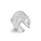 Fashion Atmospheric Woven Mesh Adjustable Split Ring Silver - One Size