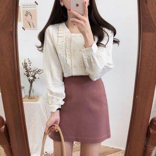 Frill-trim Shirt / Mini Skirt / Set