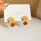 Sterling Silver Flower Stud Earring 1 Pair - Yellow & Orange - One Size