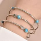Turquoise Alloy Bangle Ab310 - Silver - One Size