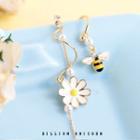 Non-matching Alloy Bee & Flower Faux Pearl Dangle Earring