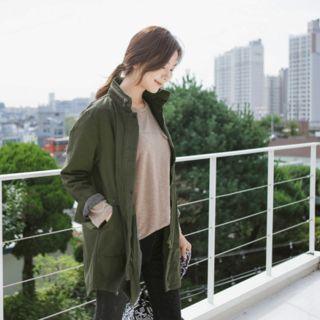 Convertible-hood Zipped Military Jacket