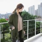 Convertible-hood Zipped Military Jacket