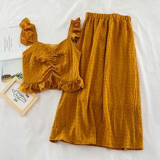 Set: Ruffle-trim Top + Midi Skirt