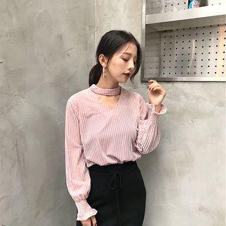 Mock Neck Cutout Top