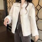 Fleece Buttoned Jacket Off White - One Size
