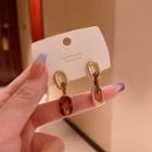 Resin Alloy Asymmetrical Chunky Chain Dangle Earring E4546 - 1 Pair - Gold - One Size