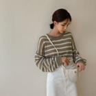 Extra Long-sleeve Stripe Knit Top